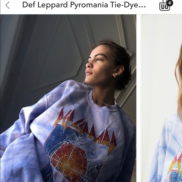Urban Outfitters Tops - Def Leppard tye dye crew neck blue l/xl